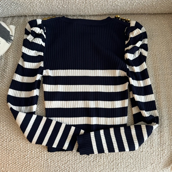 ZARA navy striped crop sweater top - Picture 4 of 5